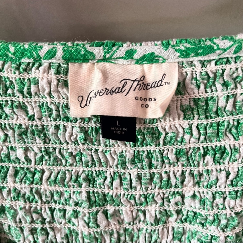 Universal Thread Ruffled Short Sleeve Smocked Mini Spring Dress L - Picture 7 of 11